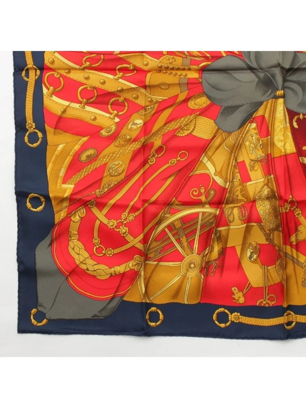 Hermes Soleil de Soie Silk Sun Carre 90 Scarf Red Navy